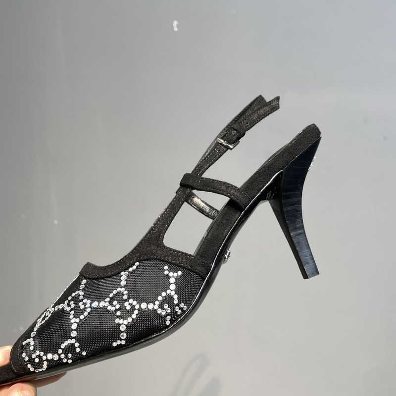 G*u*i gg-embellished slingback pumps black