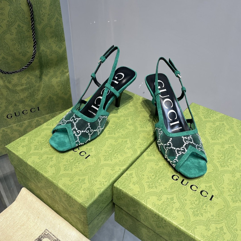 G*u*i gg-embellished slingback pumps green