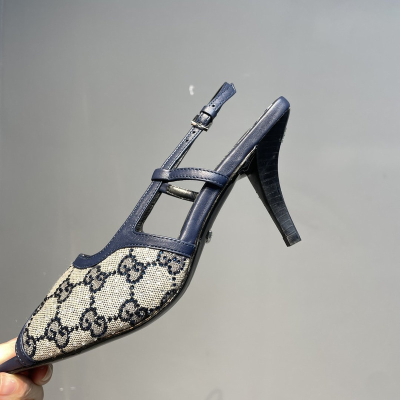 G*u*i gg-embellished slingback pumps blue and grey