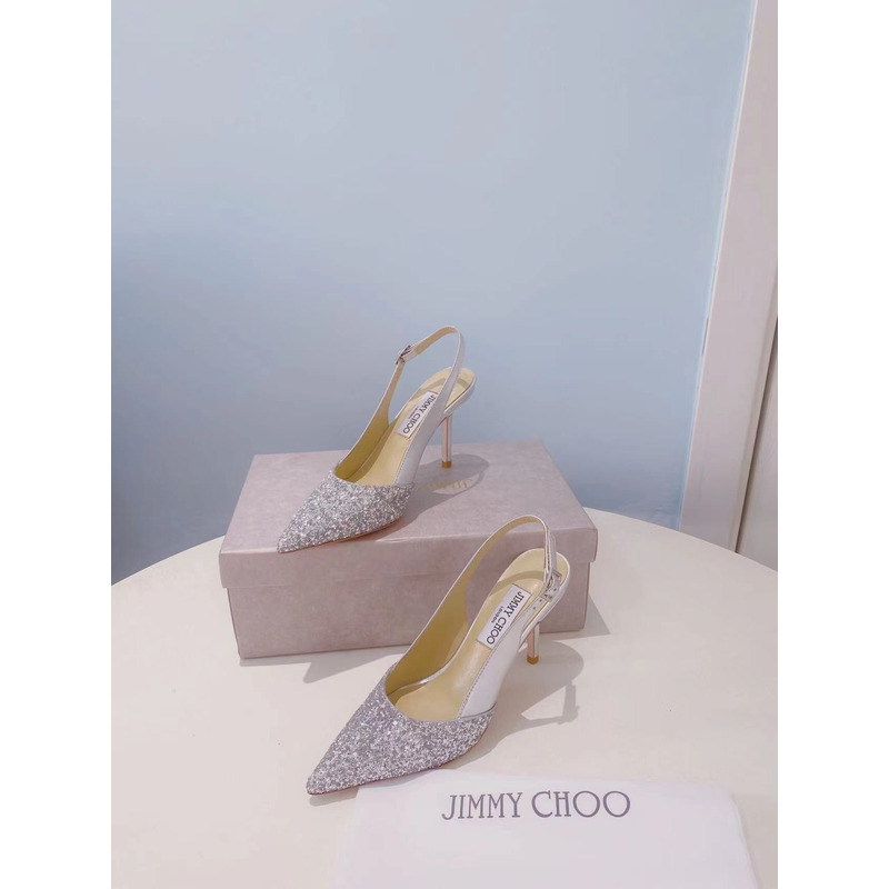 Jimmy Choo Erin Glitter Slingback Pumps Silver