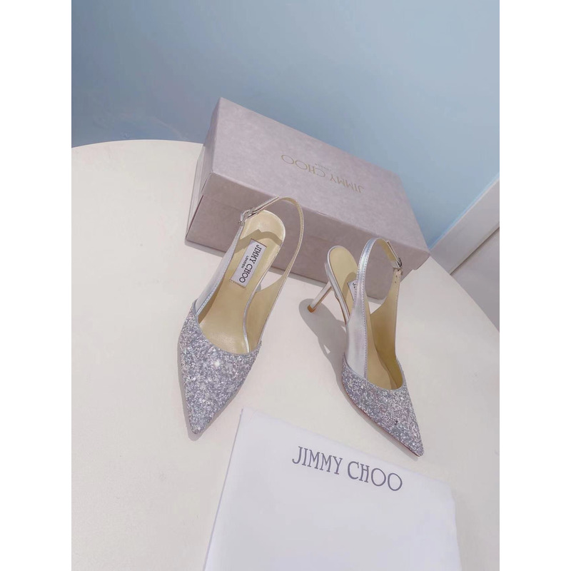 Jimmy Choo Erin Glitter Slingback Pumps Silver