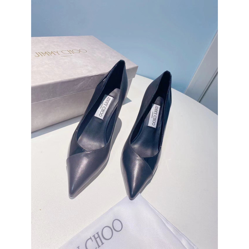 Jimmy Choo Black Nappa and Patent Leather Pumps