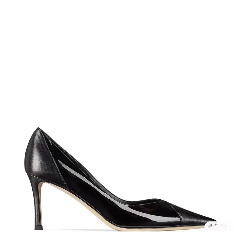 Jimmy Choo Black Nappa and Patent Leather Pumps