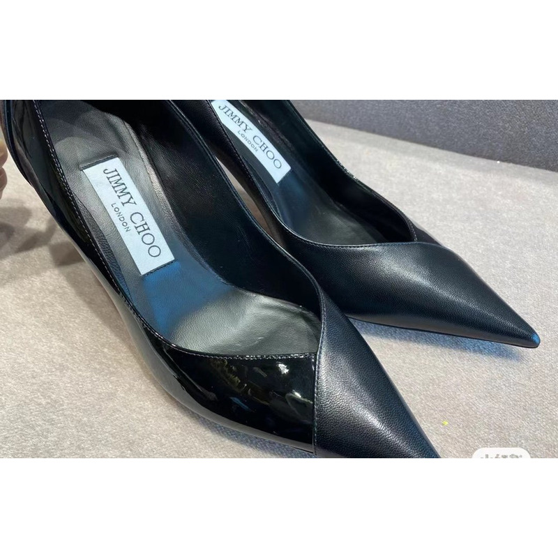 Jimmy Choo Black Nappa and Patent Leather Pumps