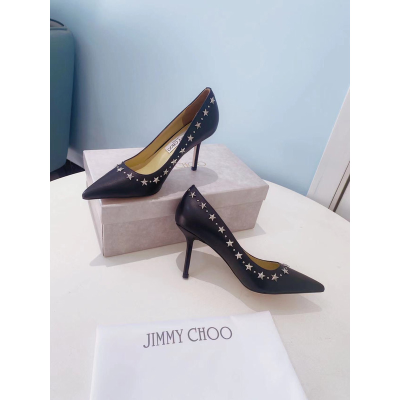 Jimmy Choo Ladies Rivet Pointed Toe Stiletto Heels Black