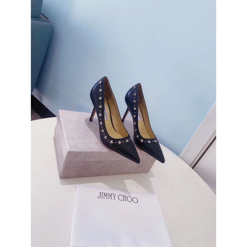 Jimmy Choo Ladies Rivet Pointed Toe Stiletto Heels Black