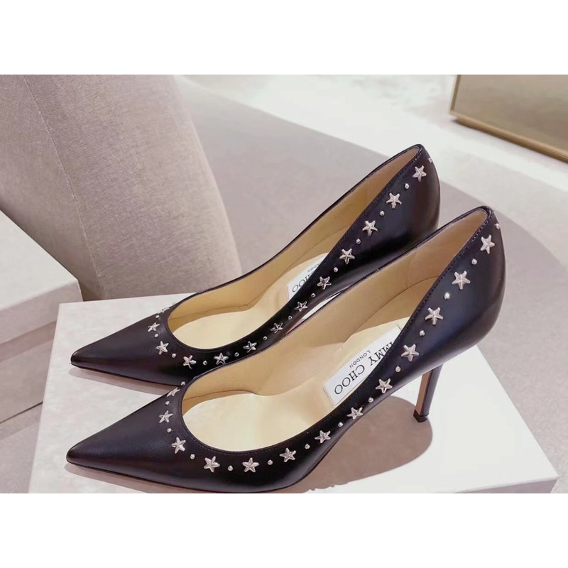 Jimmy Choo Ladies Rivet Pointed Toe Stiletto Heels Black