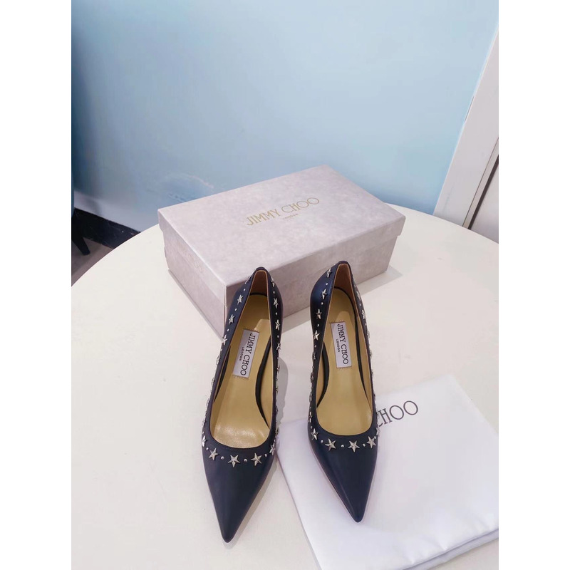 Jimmy Choo Ladies Rivet Pointed Toe Stiletto Heels Black