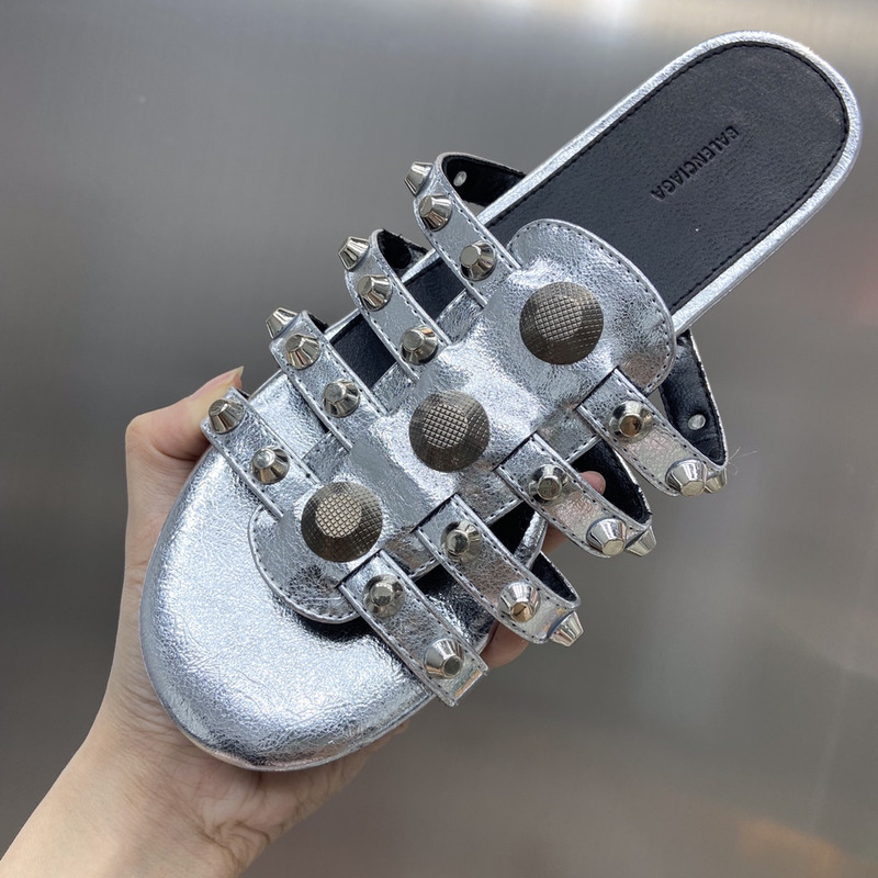 Ba*len*cia*ga giant studded leather silver