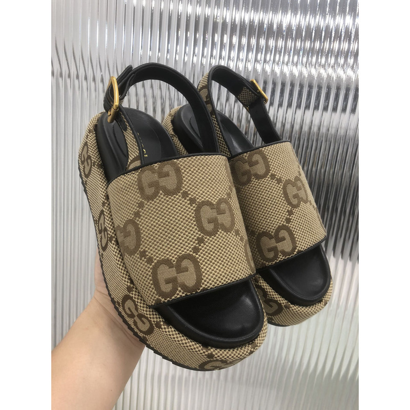 G*u*i angelina logo-jacquard canvas slingback platform sandals