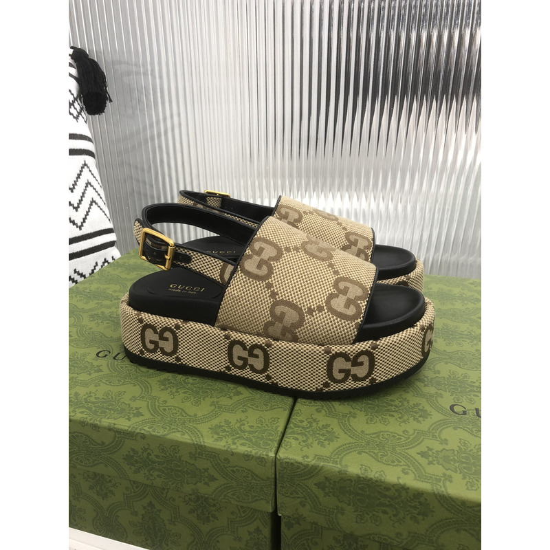 G*u*i angelina logo-jacquard canvas slingback platform sandals