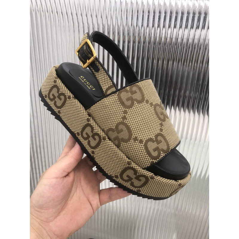 G*u*i angelina logo-jacquard canvas slingback platform sandals