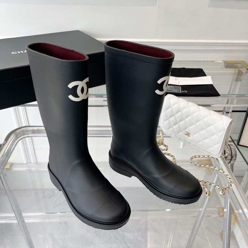 Ch*el vintage rain boots black