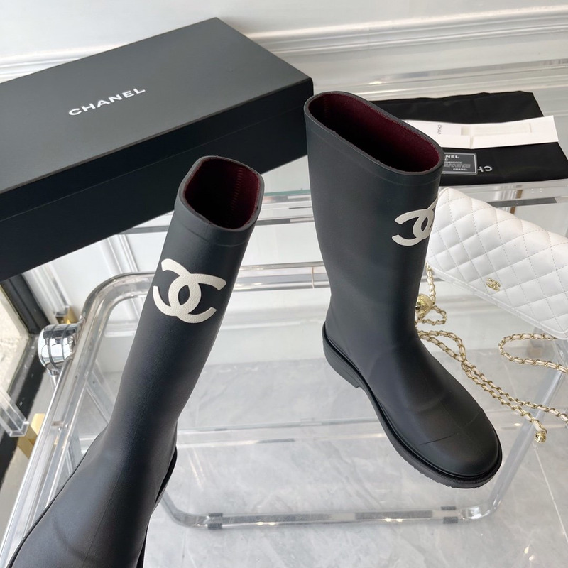 Ch*el vintage rain boots black