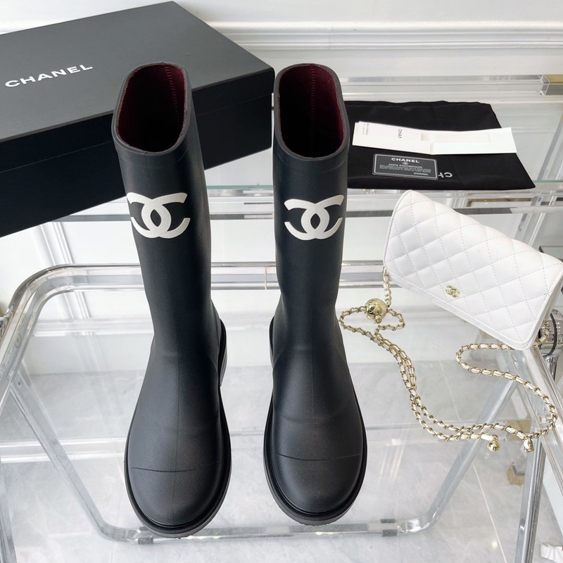 Ch*el vintage rain boots black