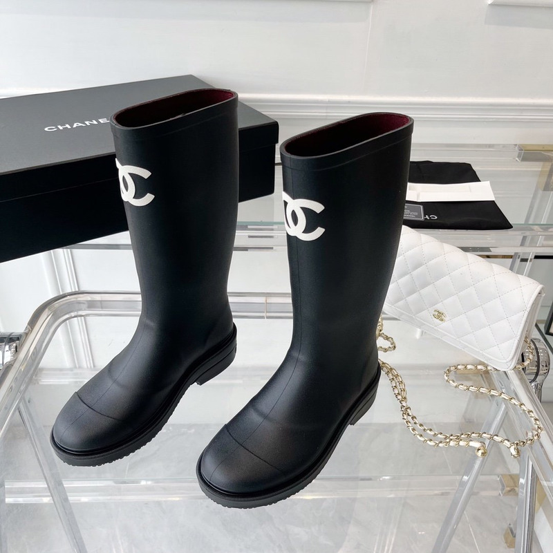 Ch*el vintage rain boots black