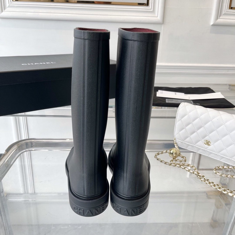 Ch*el vintage rain boots black