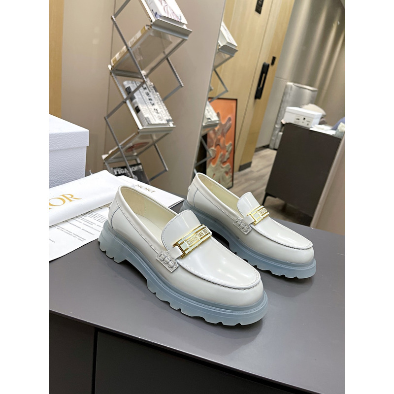 D*or women''s loafers patent leather platform shoes white