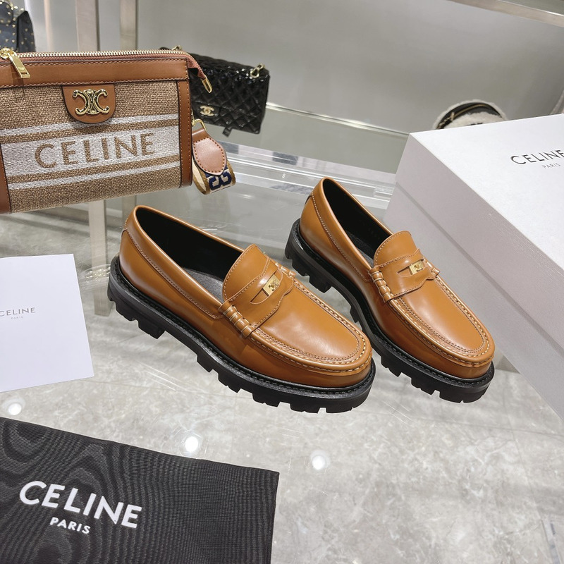 Ce**e luco triomphe buffed calfskin loafers brown