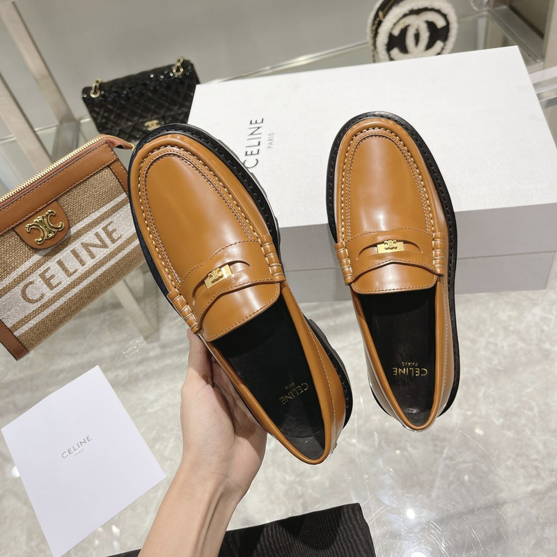 Ce**e luco triomphe buffed calfskin loafers brown