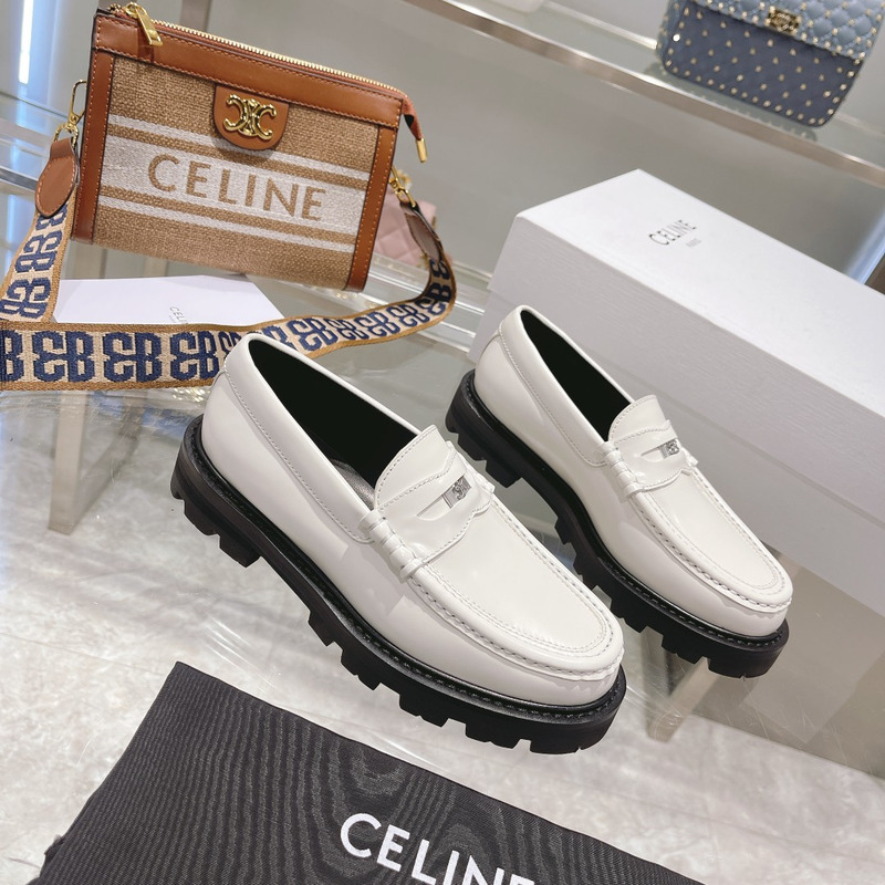 Ce**e luco triomphe buffed calfskin loafers white