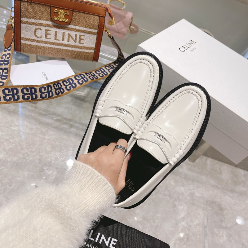 Ce**e luco triomphe buffed calfskin loafers white