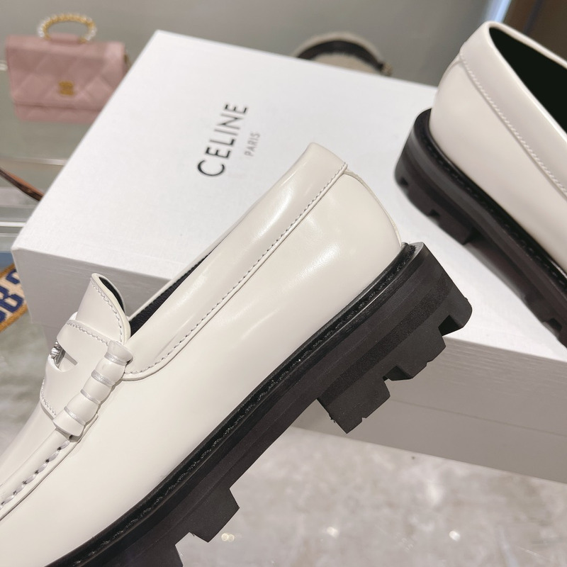 Ce**e luco triomphe buffed calfskin loafers white