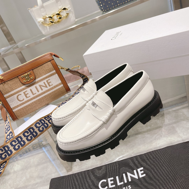 Ce**e luco triomphe buffed calfskin loafers white