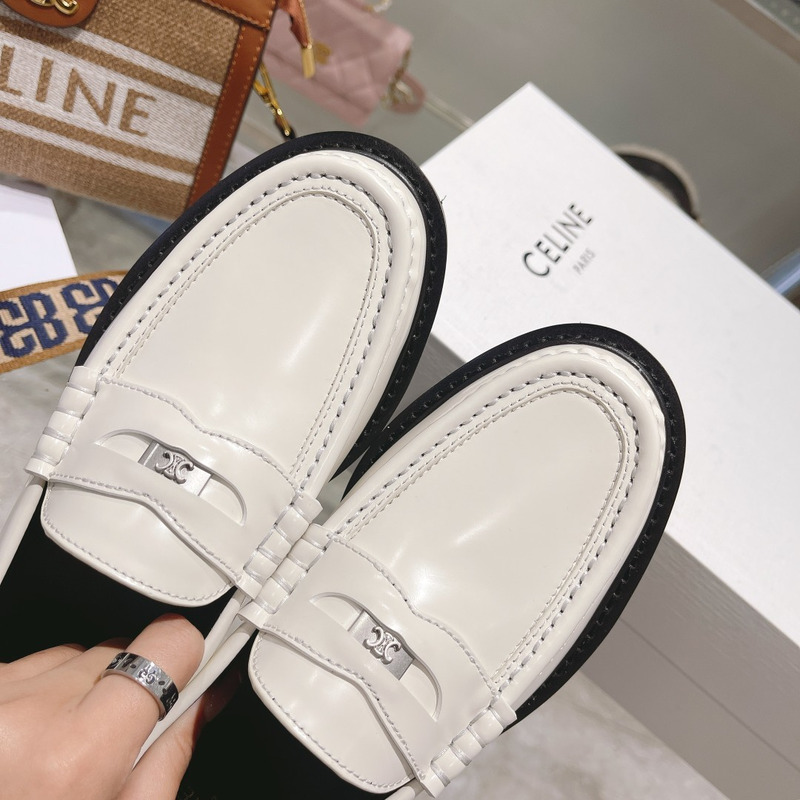 Ce**e luco triomphe buffed calfskin loafers white