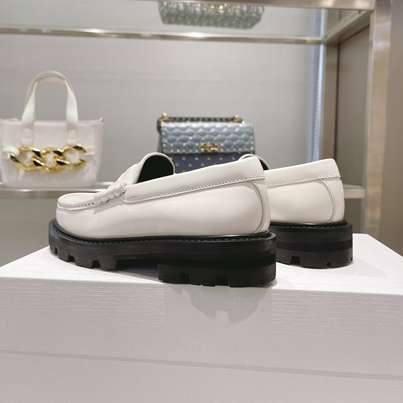 Ce**e luco triomphe buffed calfskin loafers white