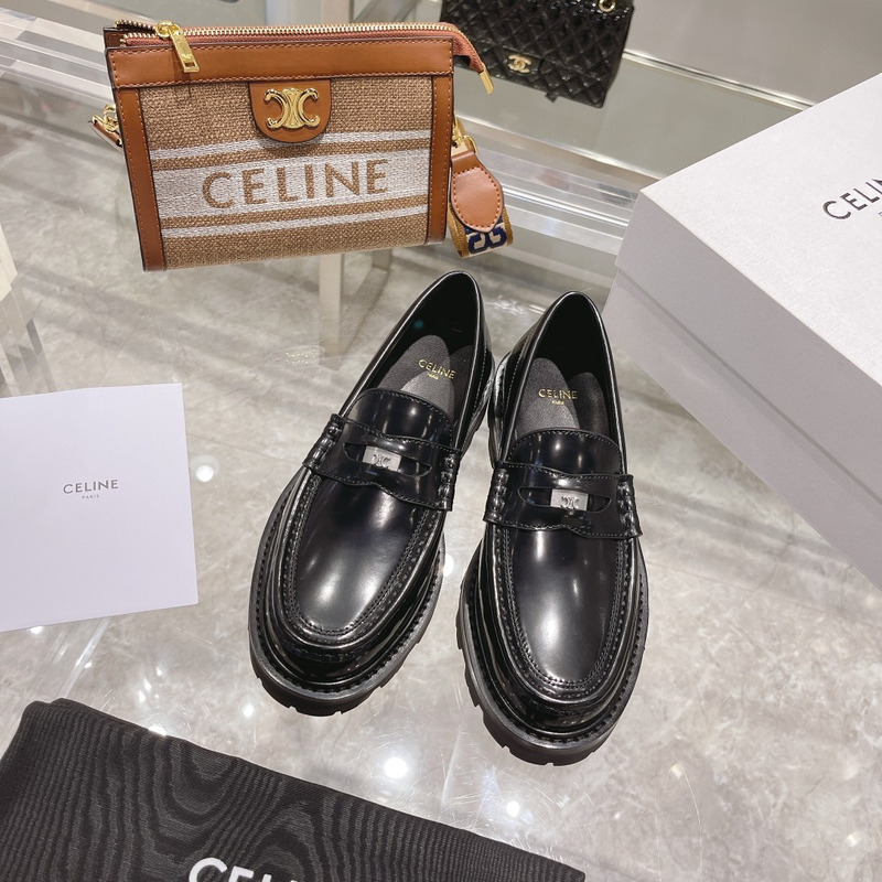 Ce**e luco triomphe buffed calfskin loafers black