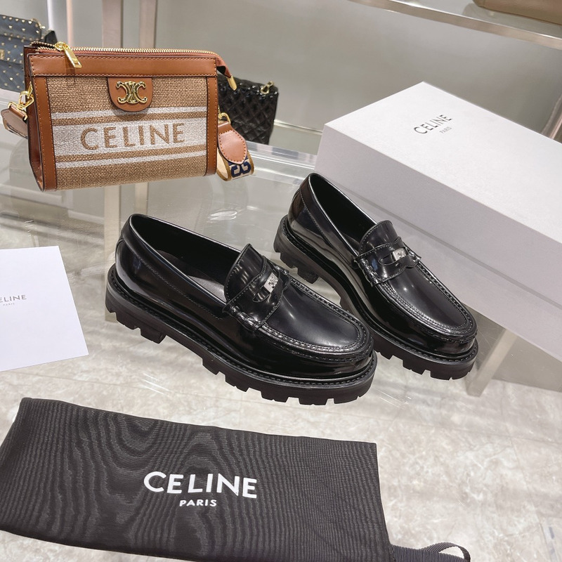 Ce**e luco triomphe buffed calfskin loafers black