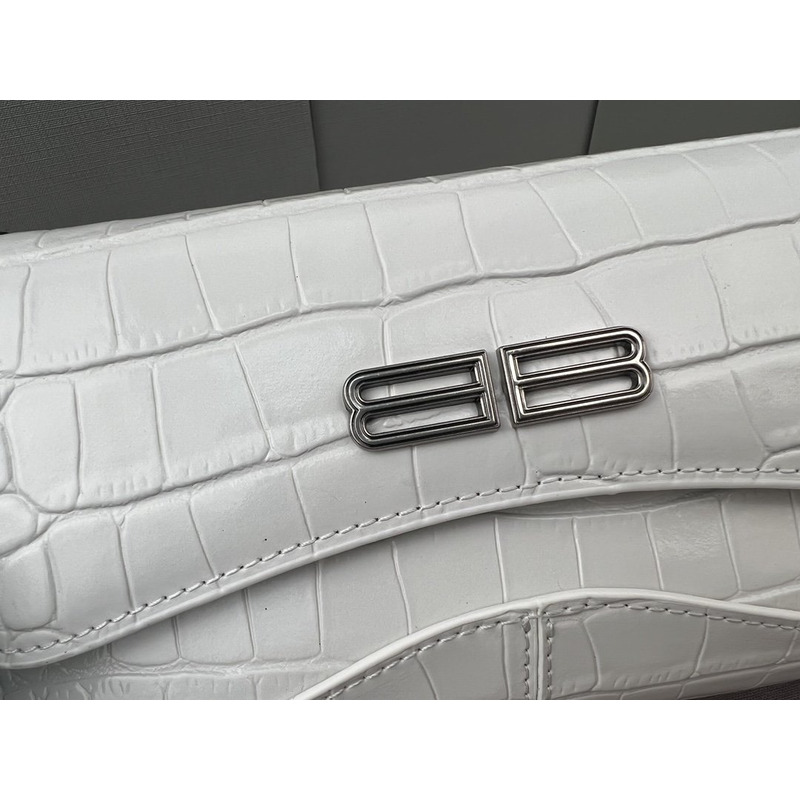 Ba*len*cia*ga xx flap leather shoulder bag white