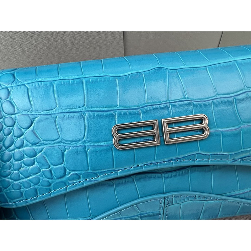 Ba*len*cia*ga  croc-embossed calfskin handbag blue