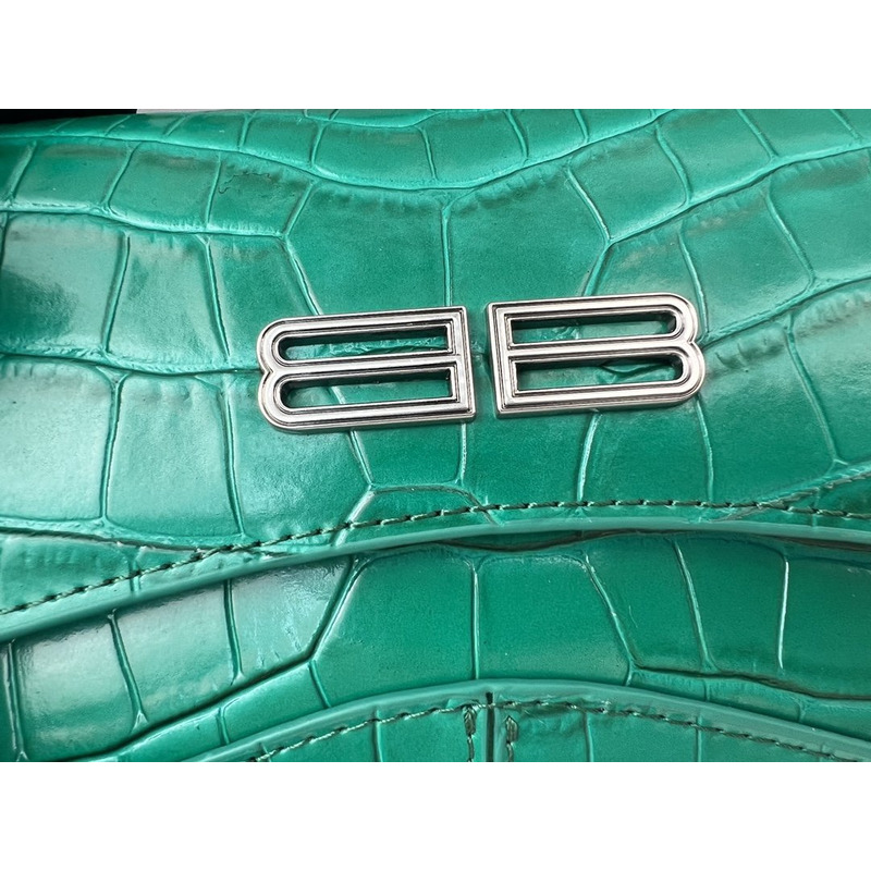 Ba*len*cia*ga croc-embossed calfskin handbag green