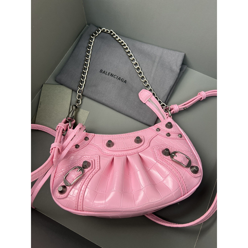 Ba*len*cia*ga le cagole leather shoulder bag pink