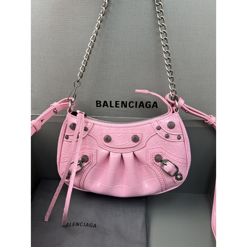 Ba*len*cia*ga le cagole leather shoulder bag pink