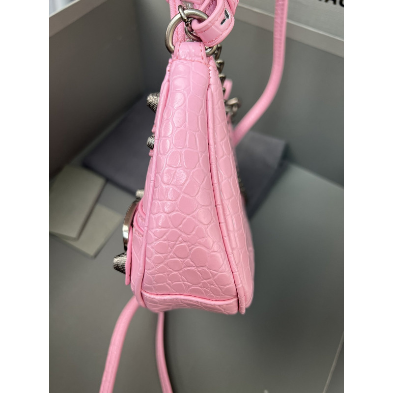 Ba*len*cia*ga le cagole leather shoulder bag pink