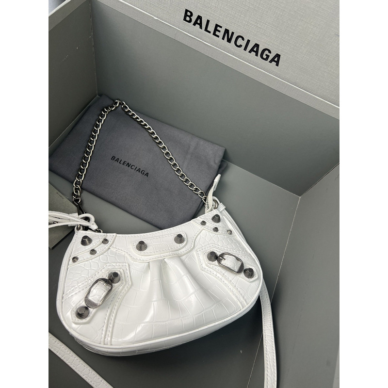 Ba*len*cia*ga le cagole leather shoulder bag white