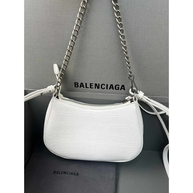 Ba*len*cia*ga le cagole leather shoulder bag white