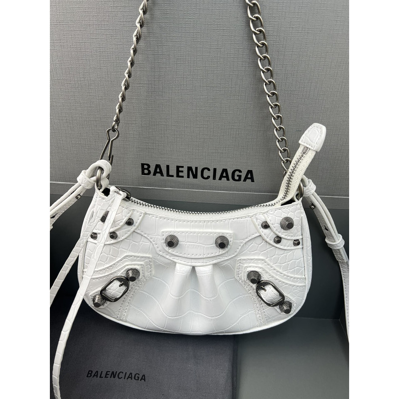 Ba*len*cia*ga le cagole leather shoulder bag white