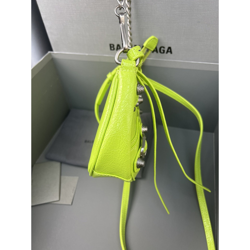 Ba*len*cia*ga le cagole leather shoulder bag fluorescent green