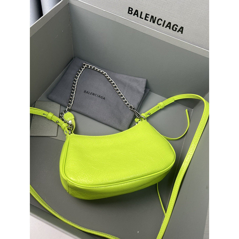 Ba*len*cia*ga le cagole leather shoulder bag fluorescent green