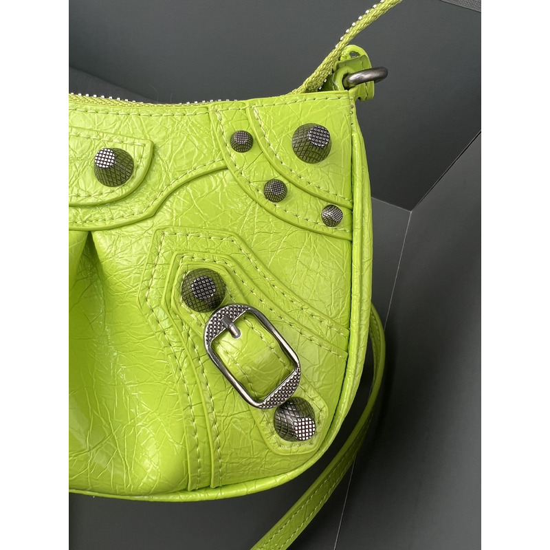 Ba*len*cia*ga le cagole leather shoulder bag fluorescent green