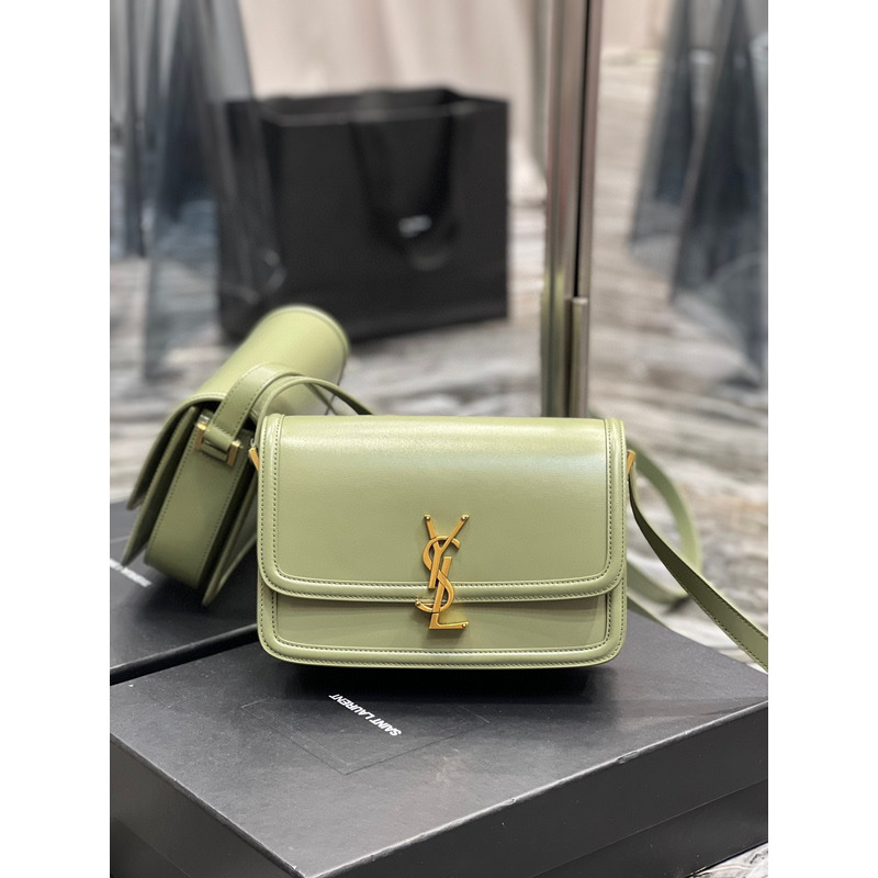 Saint Laurent M Solferino Box Shouler Bag Light Green