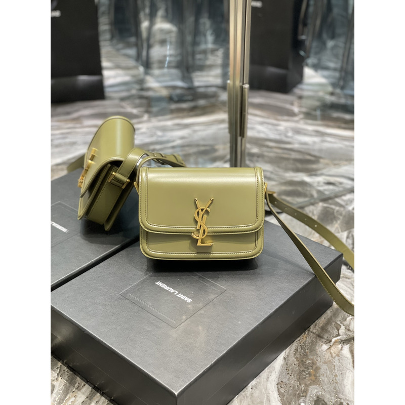 Saint Laurent S Solferino Box Shouler Bag Avocado Green