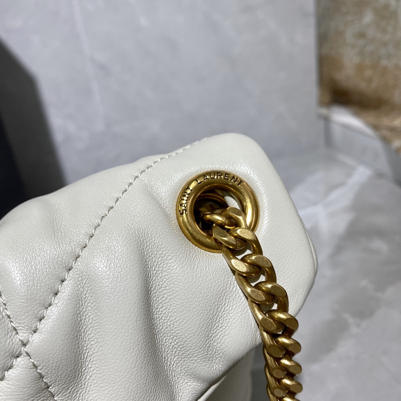 Saint Laurent Puffer Loulou Leather Shoulder Bag White