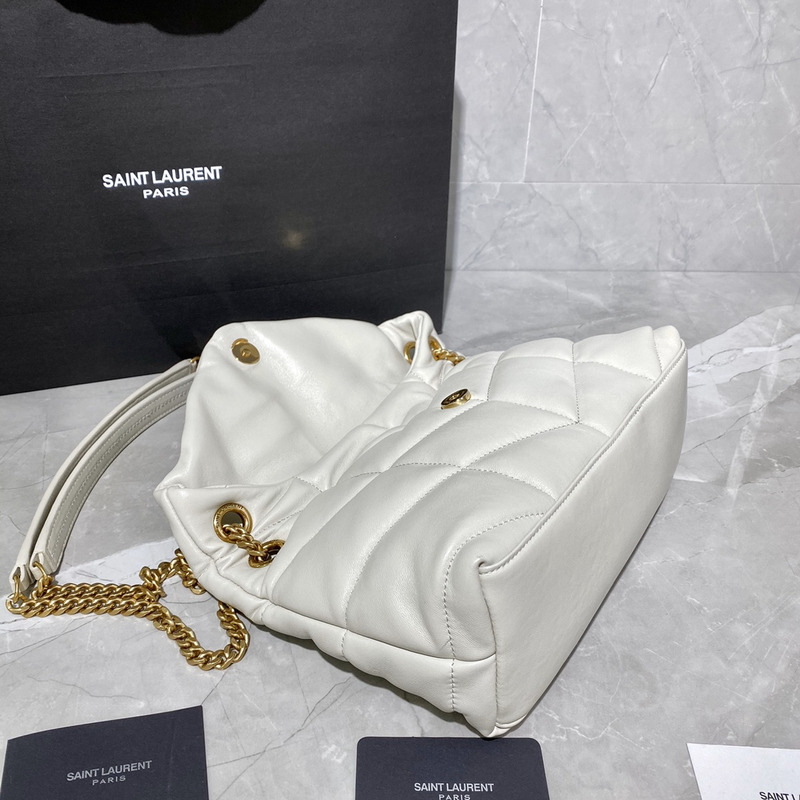 Saint Laurent Puffer Loulou Leather Shoulder Bag White