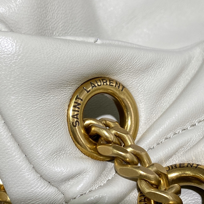 Saint Laurent Puffer Loulou Leather Shoulder Bag White