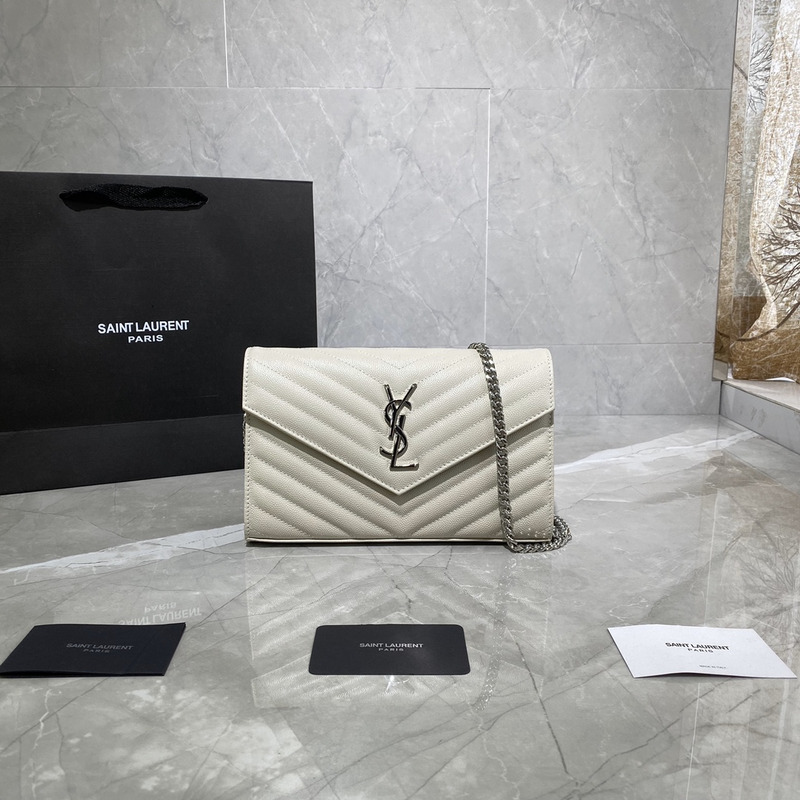 Saint Laurent  Monogram Envelope Bag White